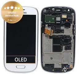 Samsung Galaxy S3 Mini i8190 - LCD zaslon + steklo na dotik + okvir (White) - GH97-14204A Genuine Service Pack