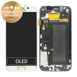 Samsung Galaxy S6 Edge G925F - LCD zaslon + steklo na dotik + okvir (White Pearl) - GH97-17162B, GH97-17317B, GH97-17334B Genuine Service Pack