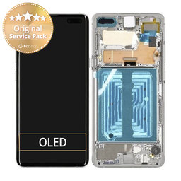 Samsung Galaxy S10 5G G977F - LCD zaslon + steklo na dotik + okvir + baterija (Crown Silver) - GH82-20442A Genuine Service Pack