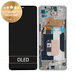 LG Velvet 5G - LCD zaslon + steklo na dotik + okvir (Aurora White) - ACQ30212301 Genuine Service Pack