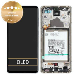 Samsung Galaxy A72 A725F, A726B - LCD zaslon + steklo na dotik + okvir + baterija (Awesome White) - GH82-25541D, GH82-25542D Genuine Service Pack