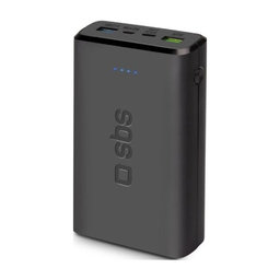 SBS - PowerBank 20.000 mAh, 2x USB, USB-C, Micro-USB, črna