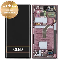 Samsung Galaxy S22 Ultra S908B - LCD zaslon + steklo na dotik + okvir (Burgundy) - GH82-27488B, GH82-27489B Genuine Service Pack