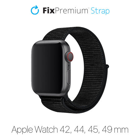 FixPremium - Najlonski pašček za Apple Watch (42, 44, 45 in 49mm), črn