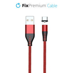 FixPremium - USB-C / USB magnetni kabel (1m), rdeč