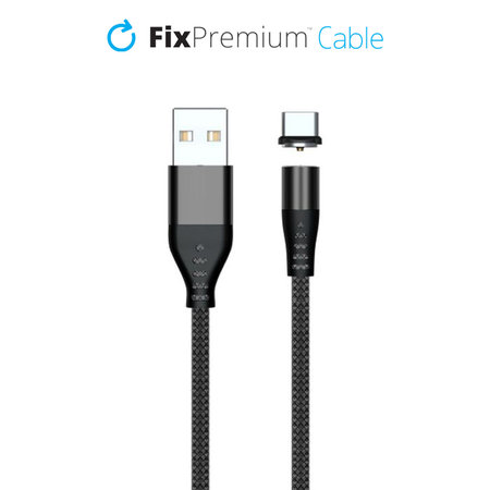 FixPremium - USB-C / USB magnetni kabel (2m), črn