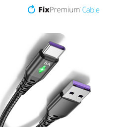 FixPremium - USB-C / USB kabel z LED indikatorjem (1m), črn