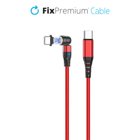 FixPremium - USB-C / USB-C Magnetni Kabel (1m), rdeč