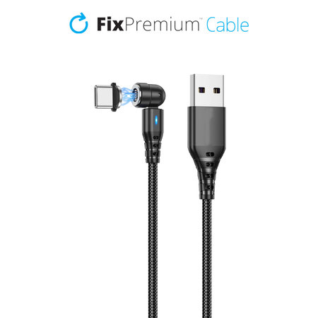 FixPremium - USB-C / USB magnetni kabel (1m), črn