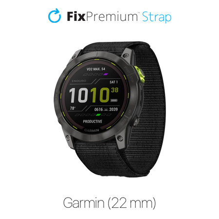 FixPremium - Najlonski trak za Garmin (22mm), črn