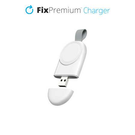 FixPremium - Potovalni USB polnilec za Apple Watch, bel