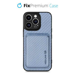 FixPremium - Carbon ovitek z denarnico MagSafe Wallet za iPhone 13 Pro Max, moder