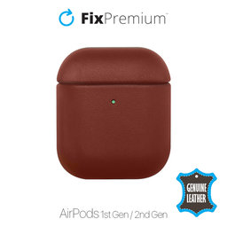 FixPremium - Usnjena torbica za AirPods 1 in 2, rjava