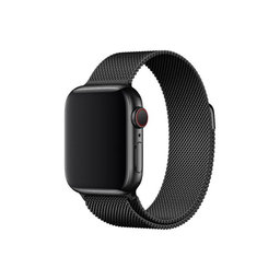 FixPremium - Milanese Loop pašček za Apple Watch (42, 44, 45 in 49mm), črn