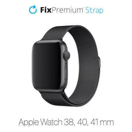 FixPremium - Milanese Loop pašček za Apple Watch (38, 40 in 41mm), črn