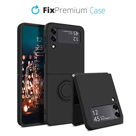 FixPremium - Ovitek Ring za Samsung Galaxy Z Flip 4, črn