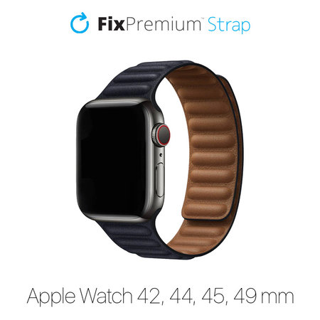 FixPremium - Leather Loop TPU pašček za Apple Watch (42, 44, 45 in 49mm), črn