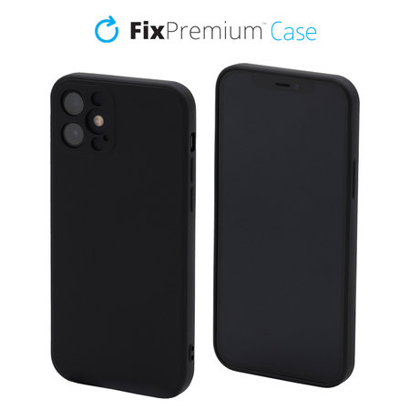 FixPremium - Gumiran ovitek za iPhone 12 mini, črn