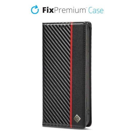 FixPremium - Ovitek Carbon Wallet za iPhone 12 mini, črn