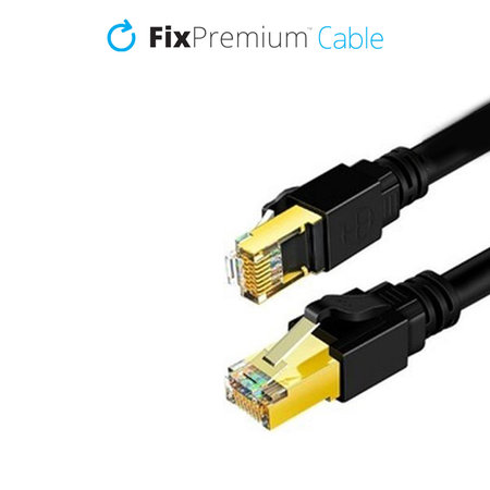 FixPremium - Omrežni Kabel - RJ45 / RJ45 (2m), črn