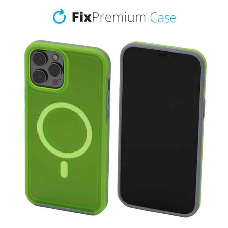 FixPremium - Ovitek Clear with MagSafe za iPhone 13 Pro, neonsko zelen