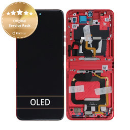 Motorola Razr 40 Ultra - LCD zaslon + steklo na dotik + okvir (Viva Magenta) - 5D68C22598 Genuine Service Pack