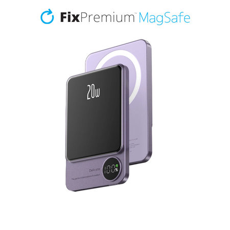 FixPremium - MagSafe PowerBank z LCD 5000mAh, vijolična