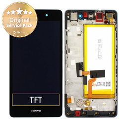 Huawei P8 Lite ALE-L21 - LCD zaslon + steklo na dotik + okvir + baterija (Black) - 02350KCW, 02350KCC, 02350KCB, 02350JVD Genuine Service Pack