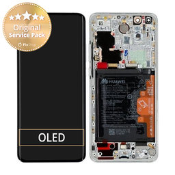 Huawei P40 Pro - LCD zaslon + steklo na dotik + okvir + baterija + senzor prstnih odtisov (Ice White, Silver Frost) - 02353PJK Genuine Service Pack