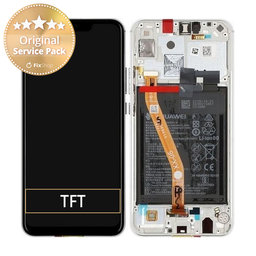 Huawei P Smart Plus (Nova 3i) - LCD zaslon + steklo na dotik + okvir + baterija (Pearl White) - 02352BUK Genuine Service Pack