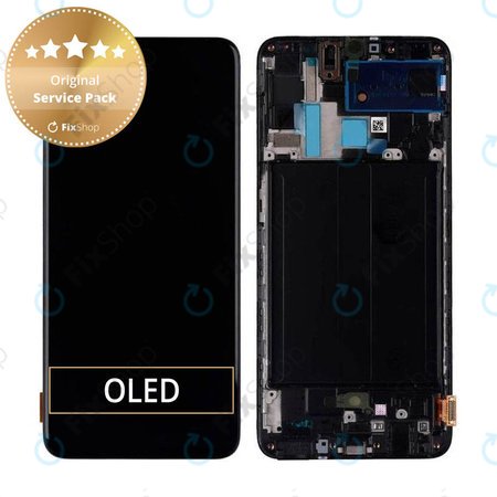 Samsung Galaxy A70 A705F - LCD zaslon + steklo na dotik + okvir (Black) - GH82-19747A, GH82-19787A Genuine Service Pack