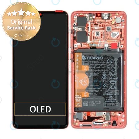 Huawei P30 - LCD zaslon + steklo na dotik + okvir + baterija (Amber Sunrise) - 02352NLQ, 02353UBW, 02354HRG Genuine Service Pack