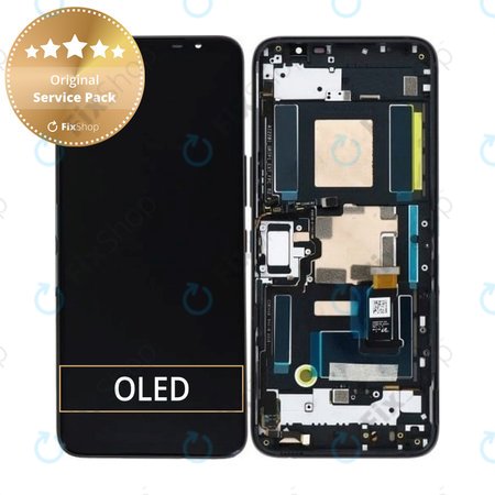 Asus ROG Phone 6 AI2201_C, 6 Pro AI2201_D - LCD zaslon + steklo na dotik + okvir (Storm White) - 90AI00B2-R20020 Genuine Service Pack