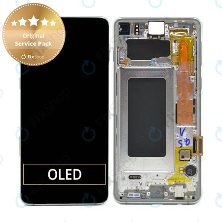 Samsung Galaxy S10 G973F - LCD zaslon + steklo na dotik + okvir (Silver) - GH82-18850G, GH82-18835G Genuine Service Pack