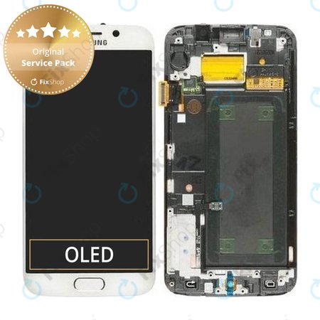 Samsung Galaxy S6 Edge G925F - LCD zaslon + steklo na dotik + okvir (White Pearl) - GH97-17162B, GH97-17317B, GH97-17334B Genuine Service Pack