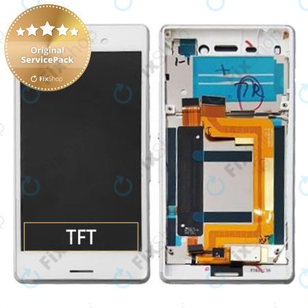 Sony Xperia M4 Aqua E2306 - LCD zaslon + steklo na dotik + okvir (White) - 124TUL0010A Genuine Service Pack