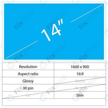 14 LCD Slim sijajni 30 pin HD+