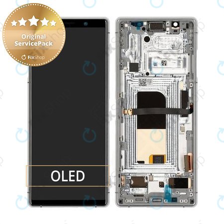 Sony Xperia 5 - LCD zaslon + steklo na dotik + okvir (Grey) - 1319-9455 Genuine Service Pack