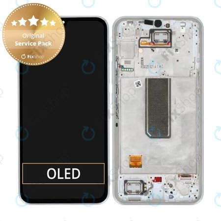 Samsung Galaxy A34 5G A346B - LCD zaslon + steklo na dotik + okvir (Silver) - GH82-31200B, GH82-31201B Genuine Service Pack