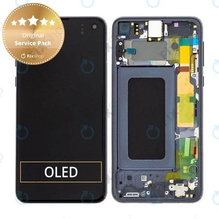 Samsung Galaxy S10e G970F - LCD zaslon + steklo na dotik + okvir (Prism Black) - GH82-18852A, GH82-18836A Genuine Service Pack