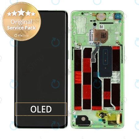 Oppo Reno 4 Pro - LCD zaslon + steklo na dotik + okvir (zelene bleščice) - 4905501 Genuine Service Pack