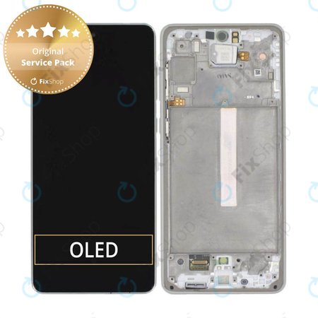 Samsung Galaxy A73 5G A736B - LCD zaslon + steklo na dotik + okvir (Awesome White) - GH82-28686B, GH82-28884B Genuine Service Pack