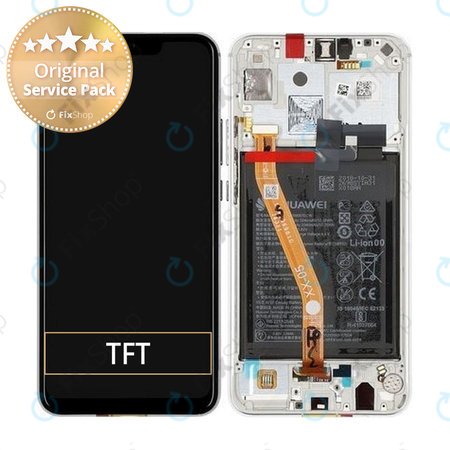 Huawei P Smart Plus (Nova 3i) - LCD zaslon + steklo na dotik + okvir + baterija (Pearl White) - 02352BUK Genuine Service Pack