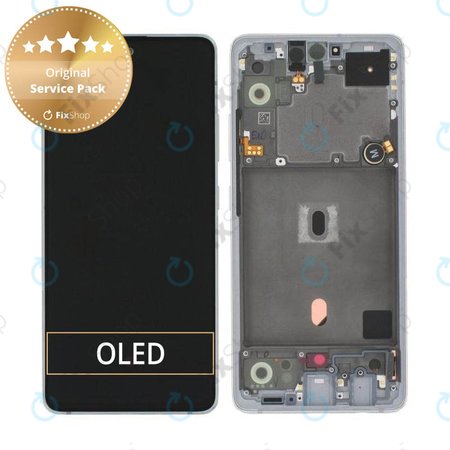 Samsung Galaxy A51 5G A516B - LCD zaslon + steklo na dotik + okvir (Prism Cube White) - GH82-23100B, GH82-23124B Genuine Service Pack