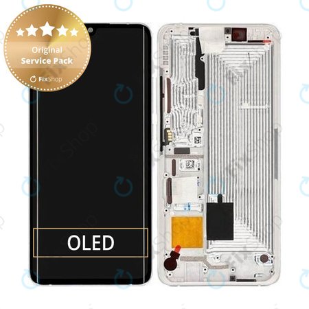 Xiaomi Mi Note 10, Mi Note 10 Pro - LCD zaslon + steklo na dotik + okvir (Glacier White) - 56000200F400 Genuine Service Pack