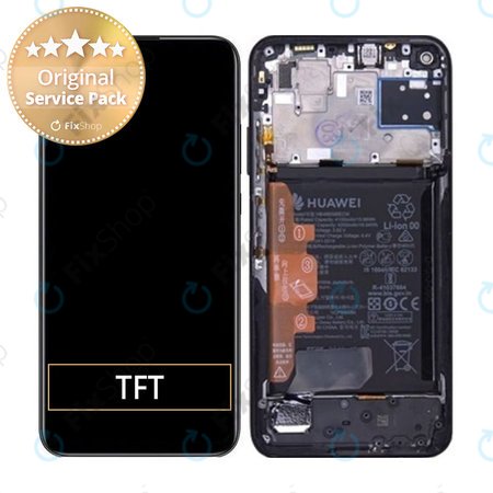 Huawei P40 Lite - LCD zaslon + steklo na dotik + okvir + baterija (Midnight Black) - 02353KFU Genuine Service Pack