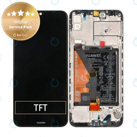 Huawei Y6 (2019) - LCD zaslon + steklo na dotik + okvir + baterija (Midnight Black) - 02352LVM, 02352LVN Genuine Service Pack