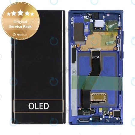 Samsung Galaxy Note 10 Plus N975F - LCD zaslon + steklo na dotik + okvir (Aurora Blue) - GH82-20838D, GH82-20900D Genuine Service Pack