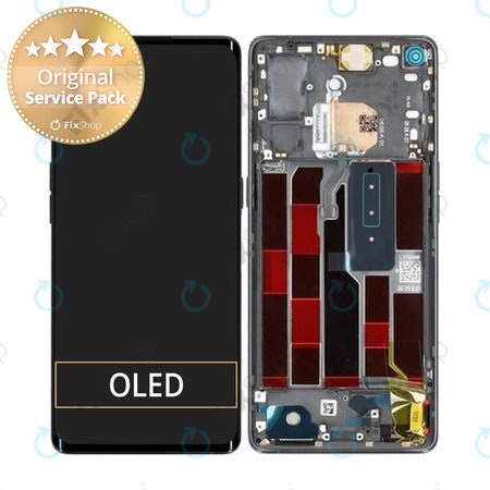 Oppo Reno 4 Pro - LCD zaslon + steklo na dotik + okvir (Space Black) - 4904736 Genuine Service Pack