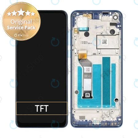 Motorola One Vision - LCD zaslon + steklo na dotik + okvir (Sapphire Blue) - 5D68C14352 Genuine Service Pack